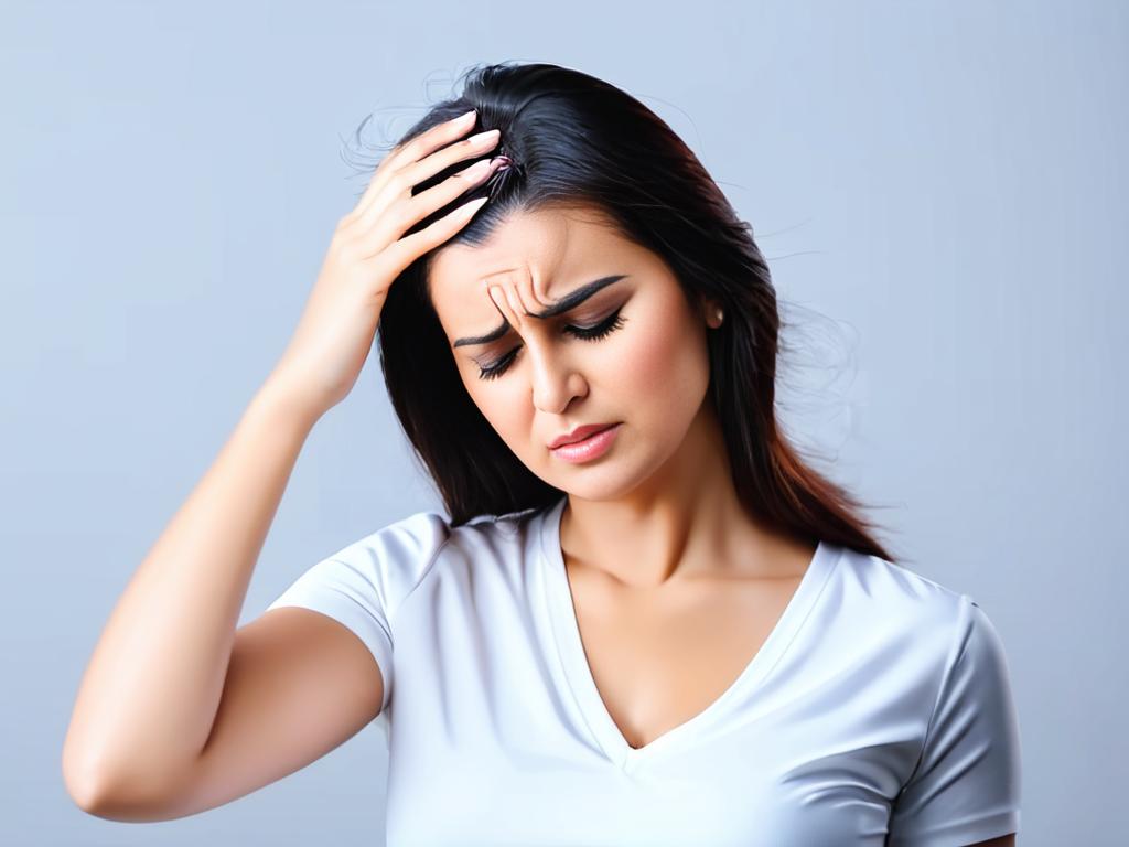 Женщина с головной болью из-за высокого давления