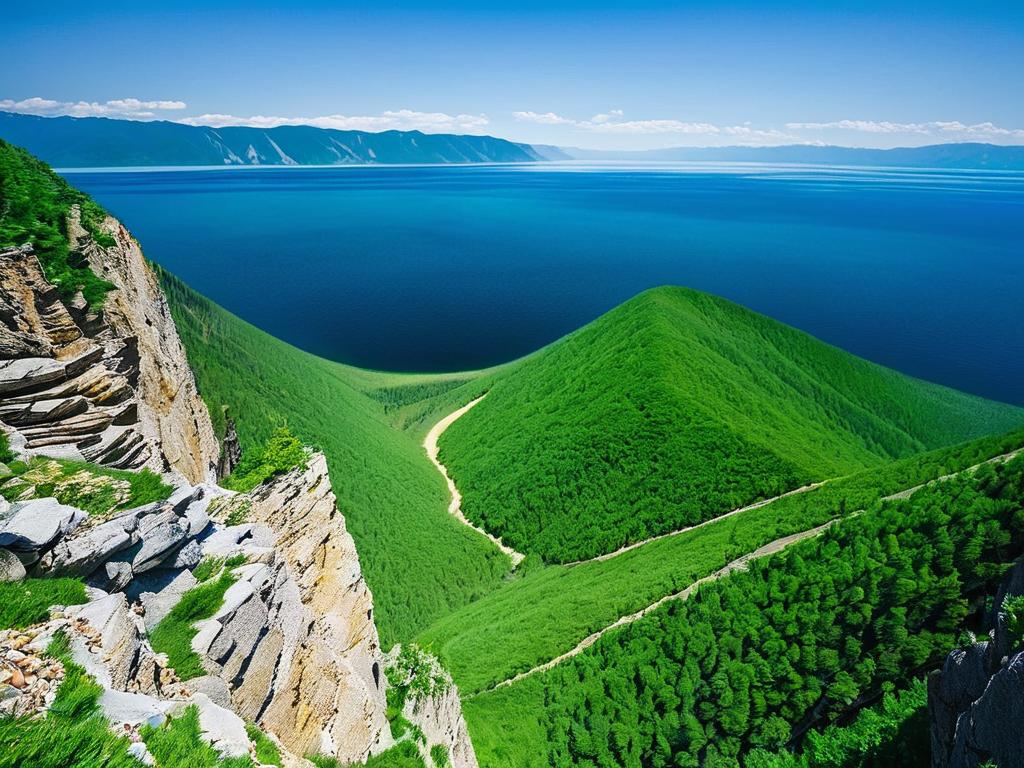 Вид на озеро Байкал, объект Всемирного наследия ЮНЕСКО в России