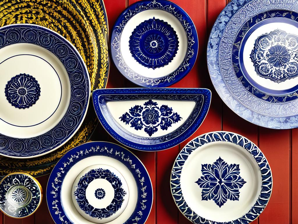 Различные виды орнаментов на тарелках
