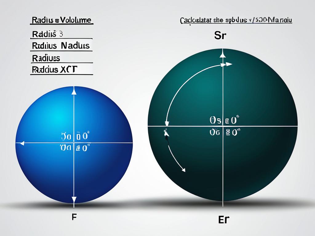 Диаграмма с формулой расчета объема сферы через радиус