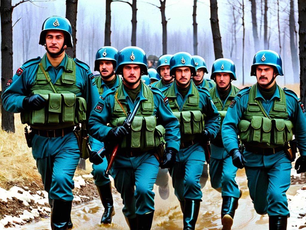 Историческая фотография первого отряда ОМОН в Москве во время учений в конце 1980-х годов