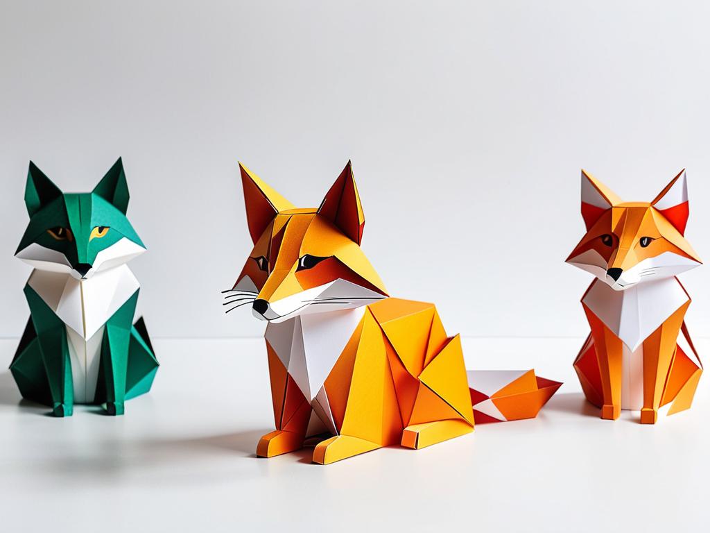 Объемные животные из бумаги куб параллелепипед кот собака лиса геометрические бумажные фигуры декор