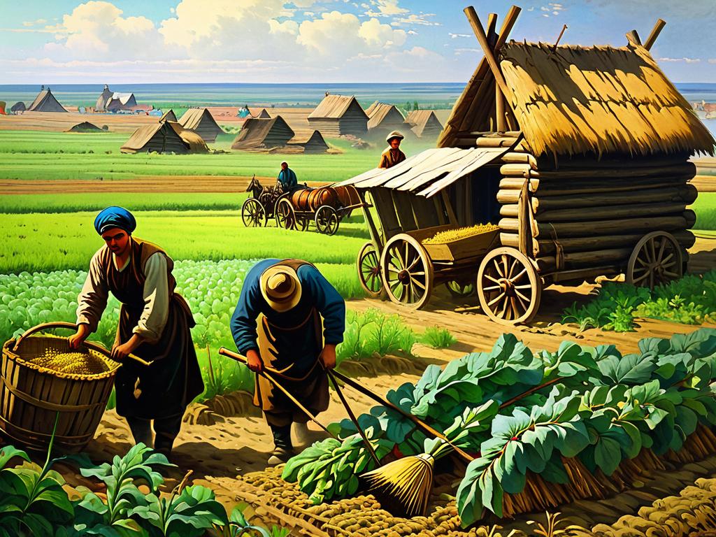 Картина бедных русских крестьян XIX века
