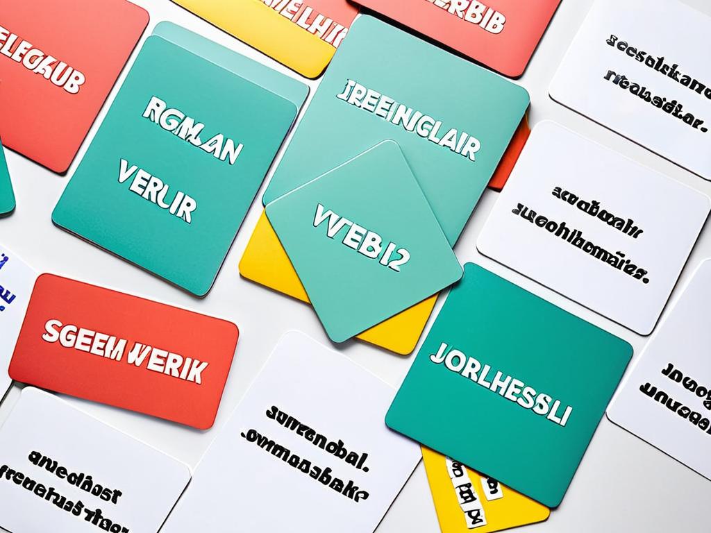 Карточки с написанными на них неправильными глаголами немецкого языка