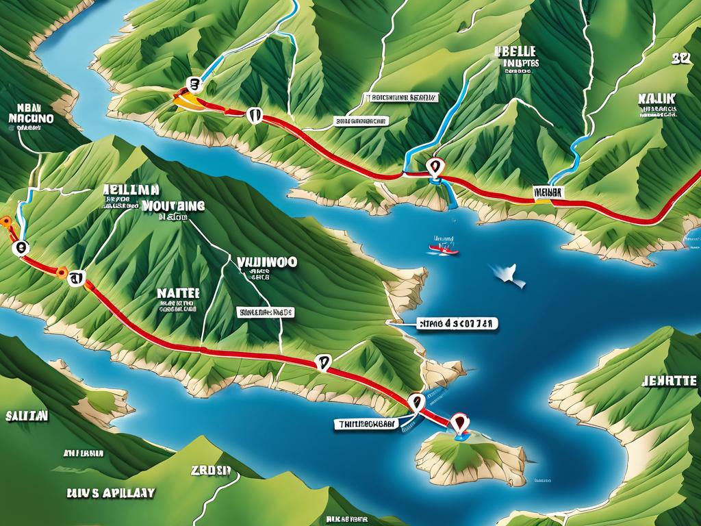 Карта с маршрутами и дистанциями забега по горной местности