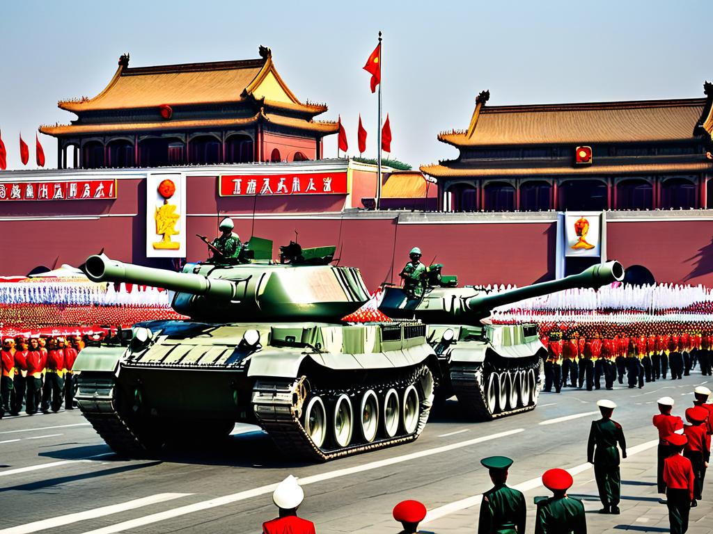 Массовые гуляния на площади Тяньаньмэнь в Пекине в День образования КНР
