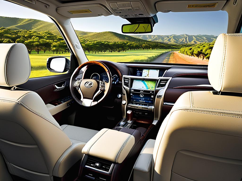 Интерьер нового Lexus GX 550 оснащен двумя экранами, обновленной панелью приборов и премиальными