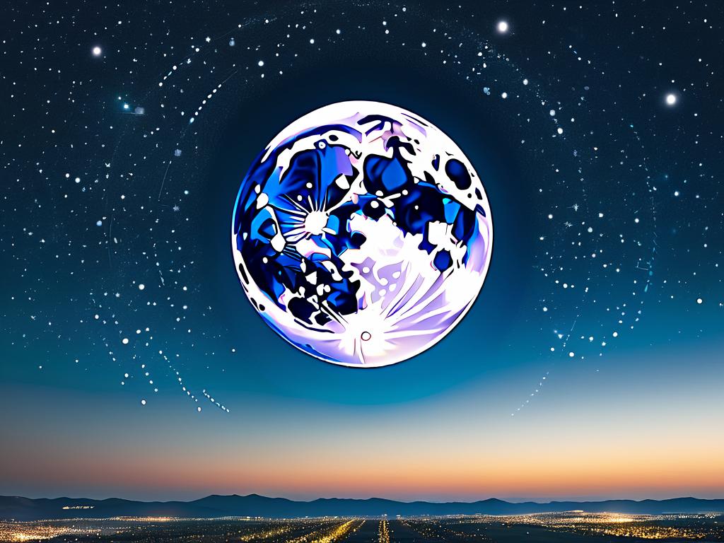 Знаки зодиакальных созвездий наложены на фон полной луны