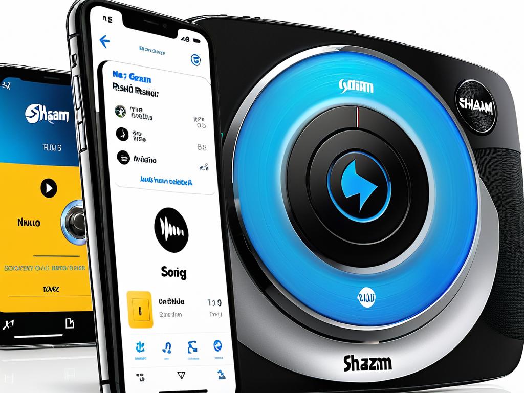 Приложение Shazam распознает песню по радио с помощью микрофона телефона