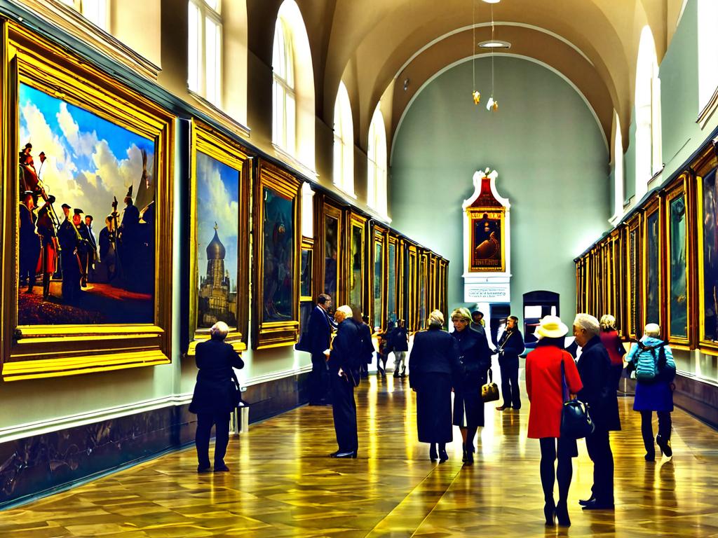 Посетители рассматривают экспонаты в залах Государственного исторического музея в Москве