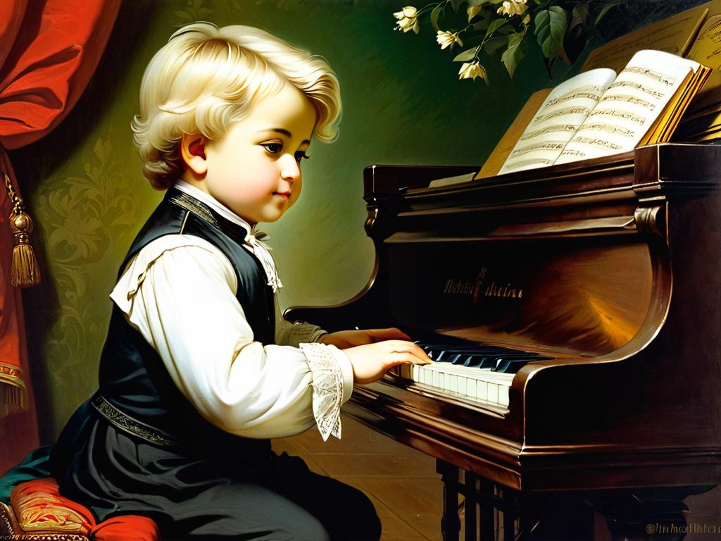 Михаил Глинка в детстве за фортепиано
