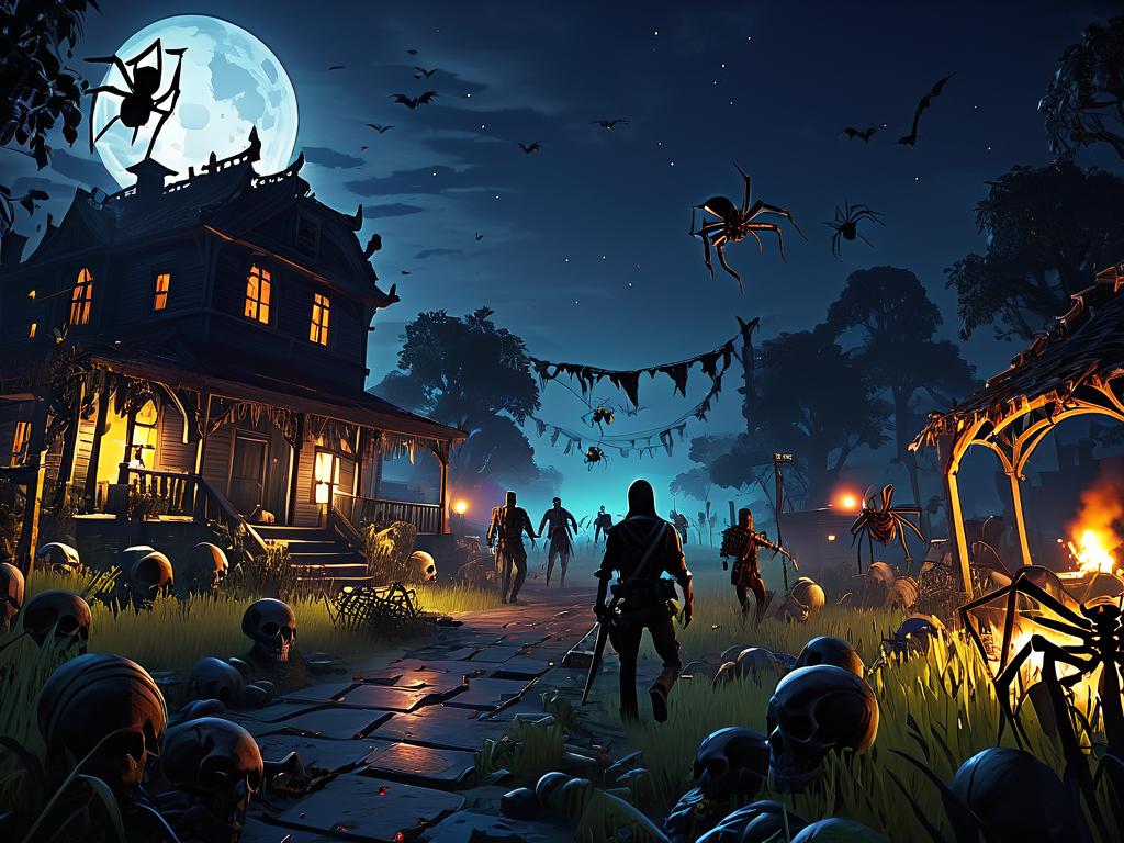 Зомби, скелеты, криперы и пауки бродят ночью, проявляя враждебность к игроку