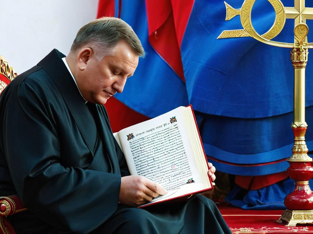Человек читает текст молитвы Синельникова