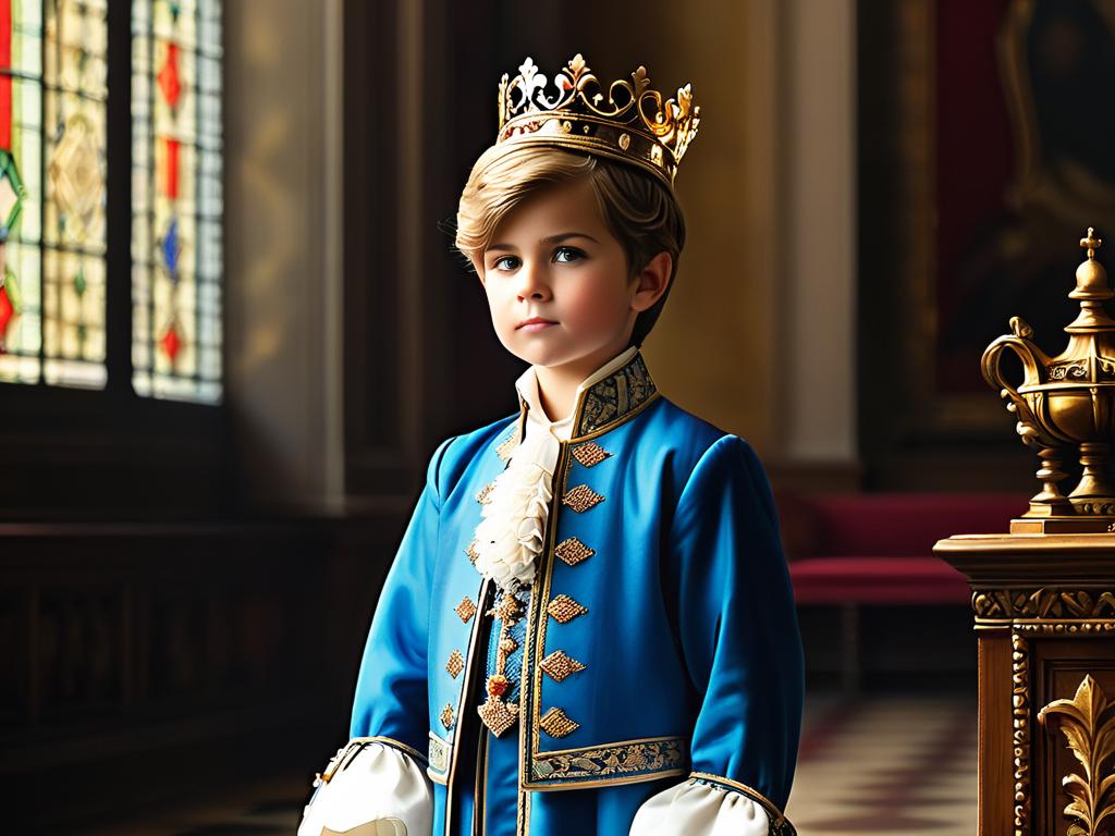 Нищий мальчик, одетый в принцевское платье, в королевском дворце