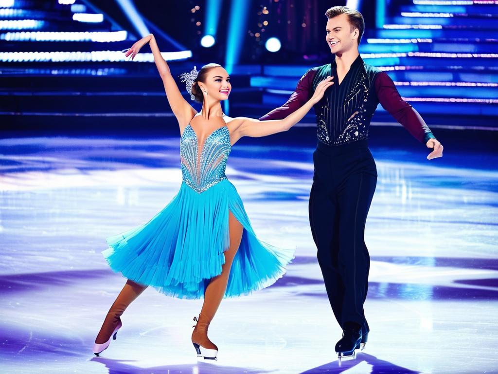 Ксения Алферова и Егор Бероев танцуют на льду в шоу Танцы со звездами