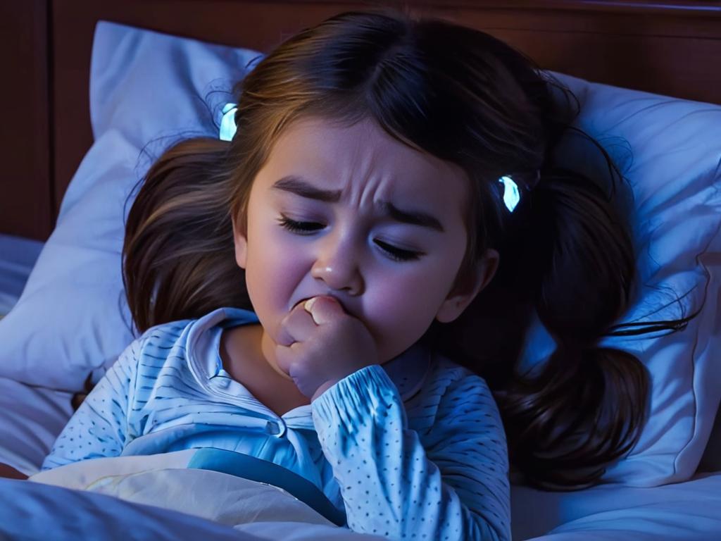 Девочка кашляет ночью в постели