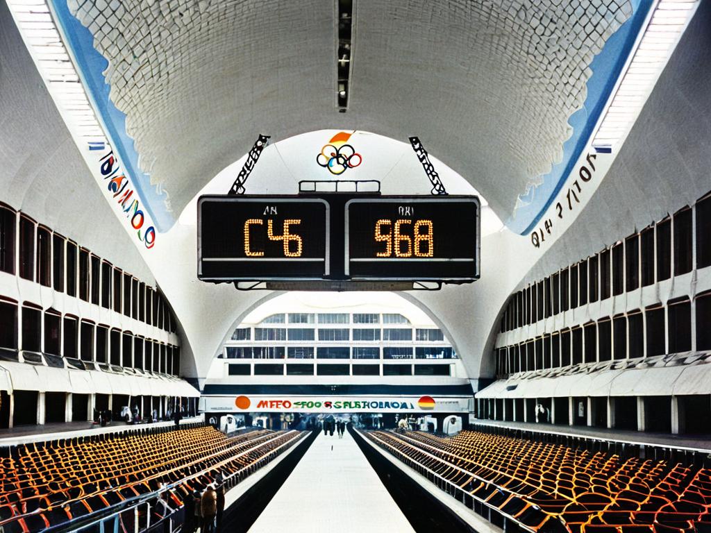 Зал станции метро во время Олимпиады 1980 года в Москве