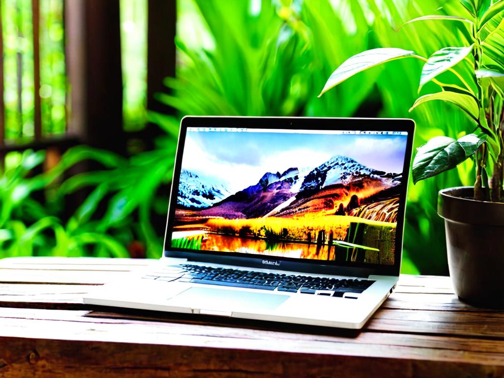 Ноутбук Apple на деревянном столе