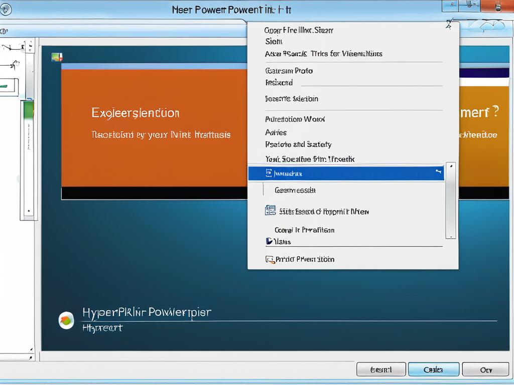 Скриншот диалогового окна «Вставка гиперссылки» в PowerPoint