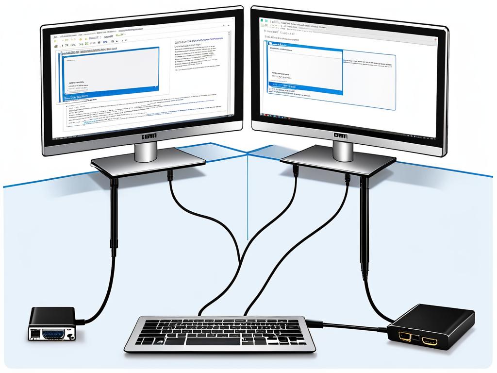 Схема подключения двух ноутбуков к одному монитору через HDMI-разветвитель