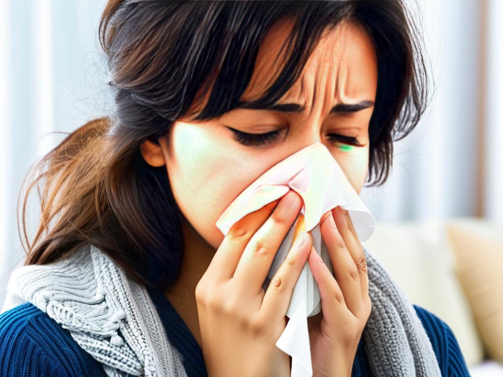 Больной человек сморкается из-за простуды, вызванной ослаблением иммунитета