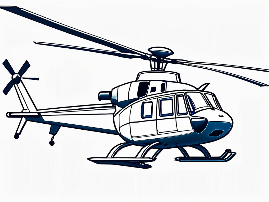 Набросок вертолета из простых фигур - кругов и прямоугольников