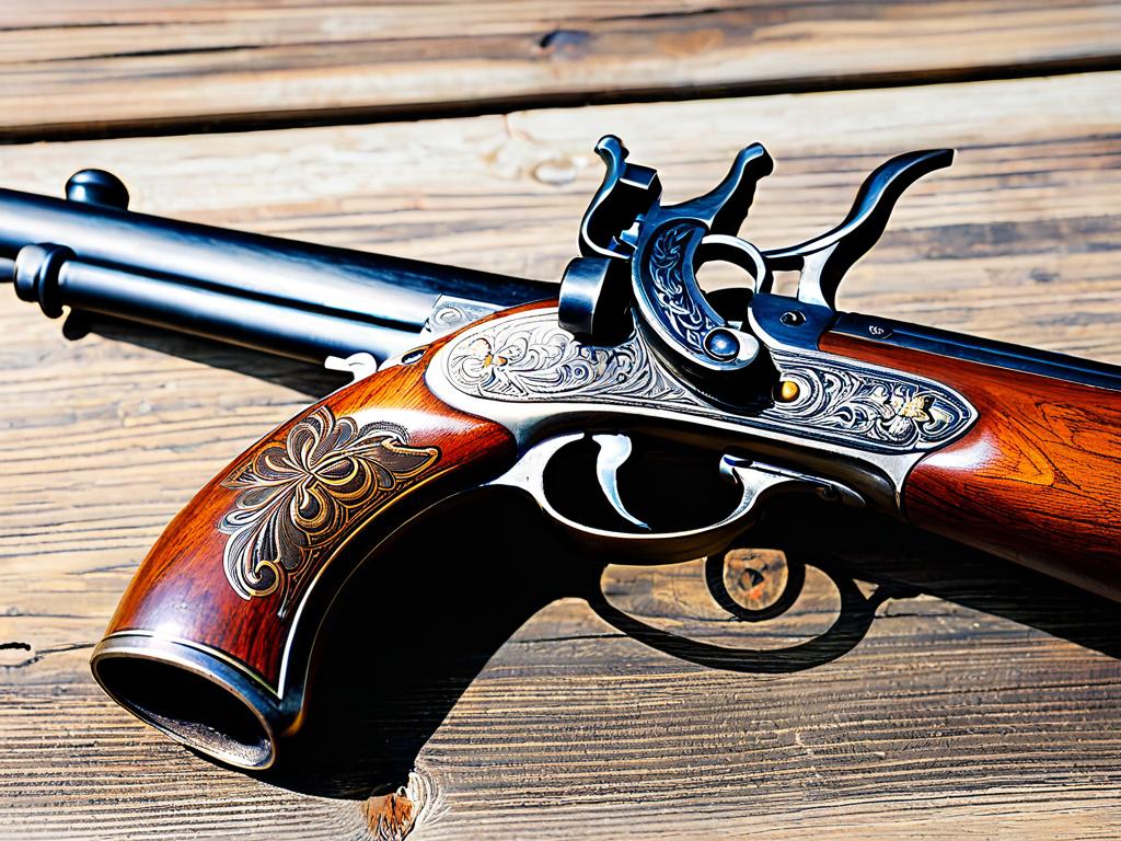 Старинный пистолет на деревянном столе