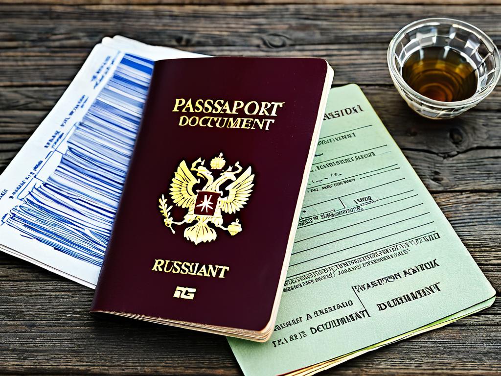 Утерянный паспорт и российский внутренний документ на деревянном столе