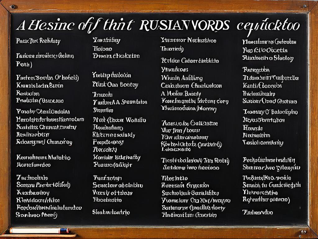 Список русских слов на доске