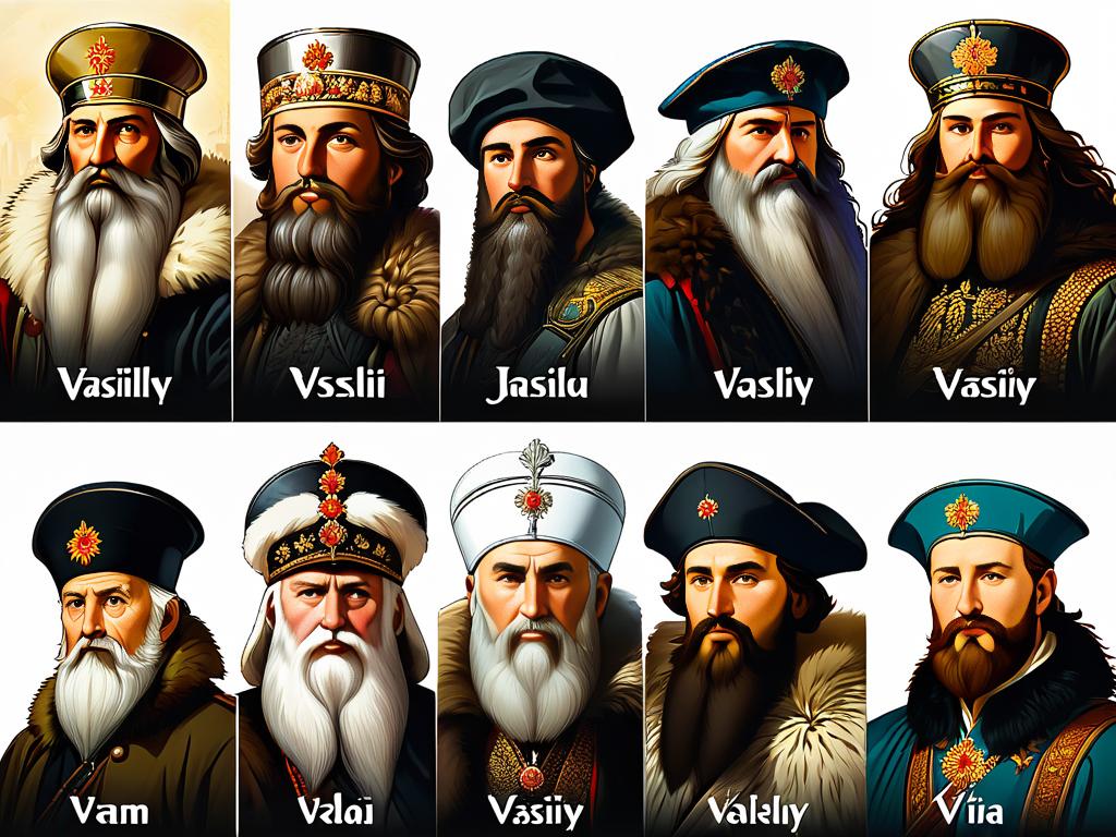 Иллюстрация, демонстрирующая популярность имени Василий в разные эпохи русской истории