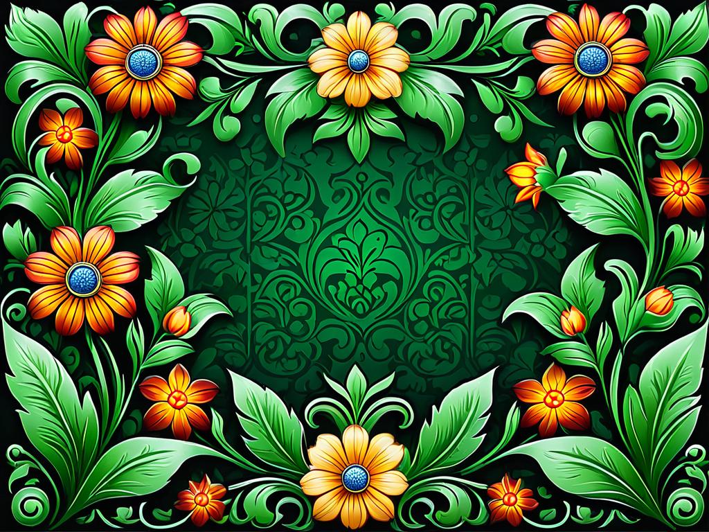 Старославянский фон с цветами и листьями