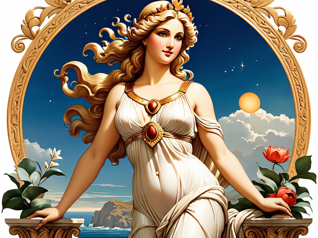 Старая иллюстрация, изображающая Афродиту - древнегреческую богиню любви