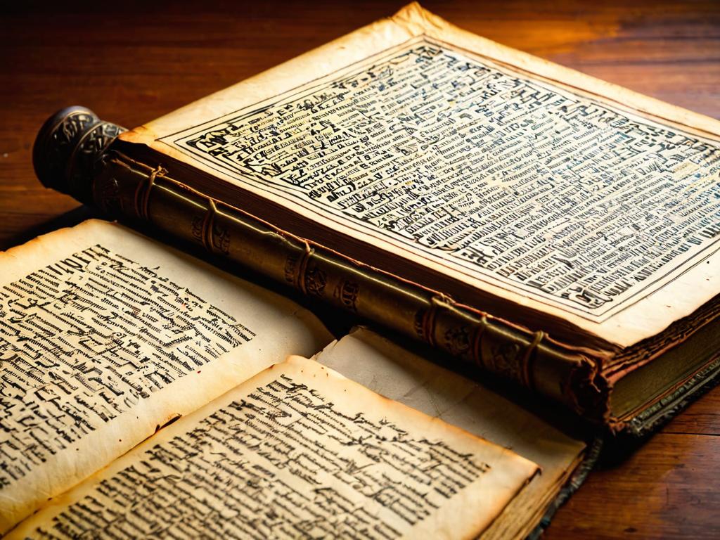 Старая книга с текстом на кириллице на старинной бумаге