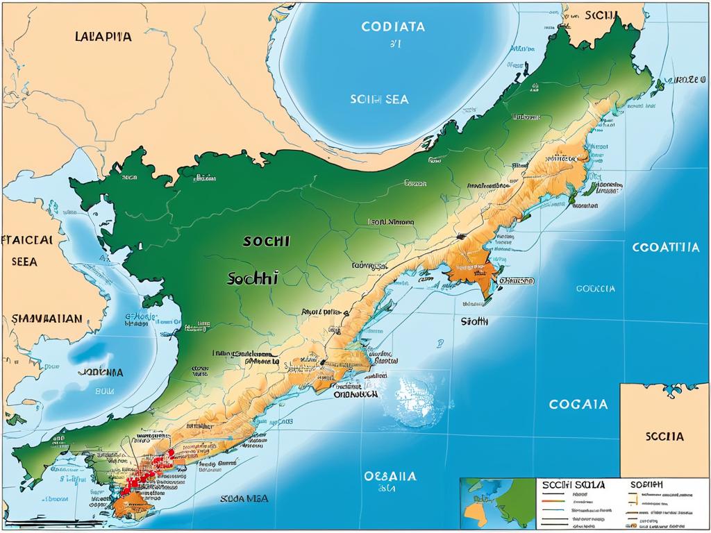 Карта с географическим положением Сочи