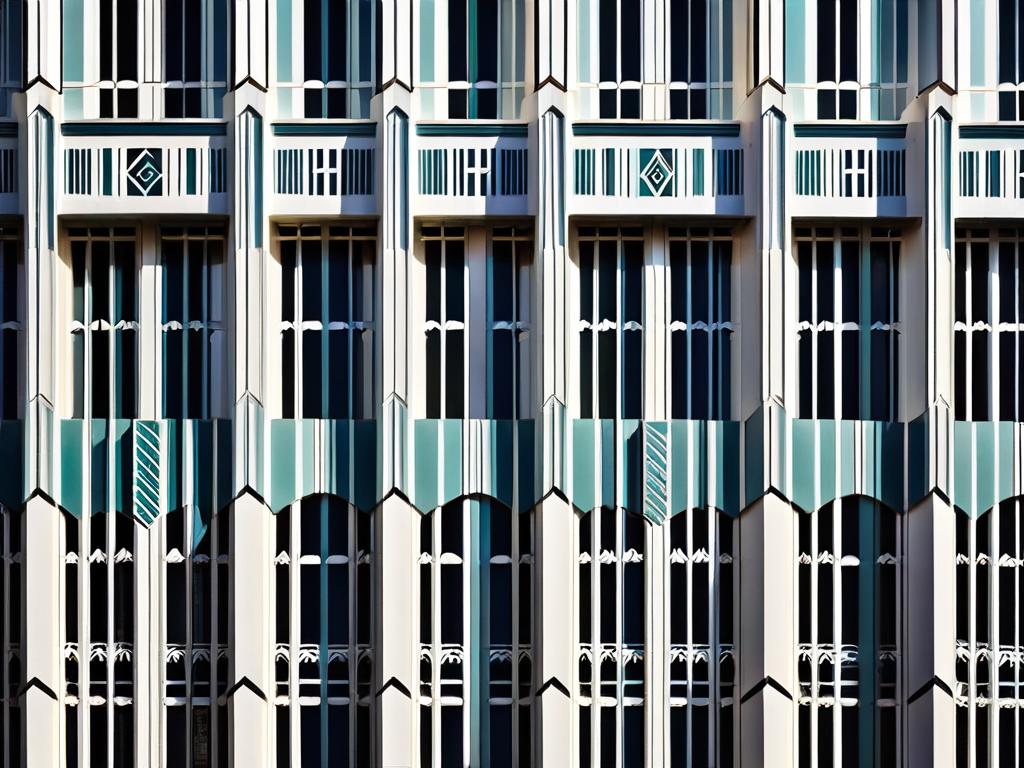 Геометрический орнамент в стиле ар-деко на фасаде здания