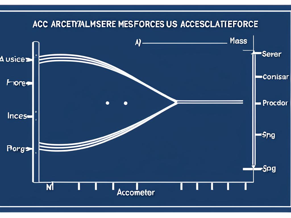 Схема работы акселерометра с инерционной массой на пружинах