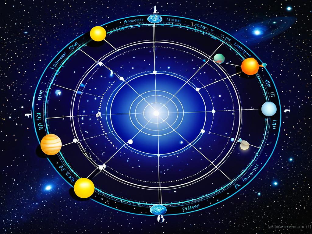 Астрологическая концепция, изображающая связи знаков зодиака и орбит планет