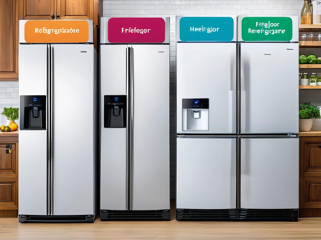 Сравнительная таблица разных моделей холодильников по объему, высоте, энергоэффективности и другим