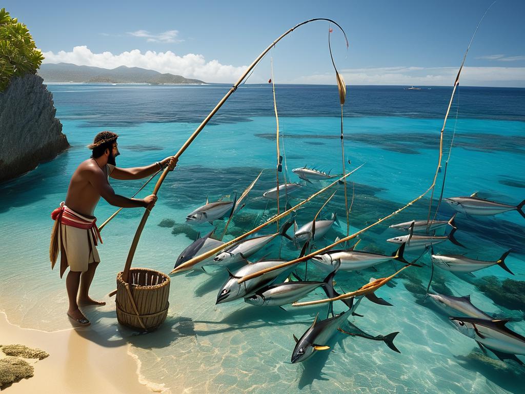 Древние рыбаки охотятся на тунца с помощью гарпунов