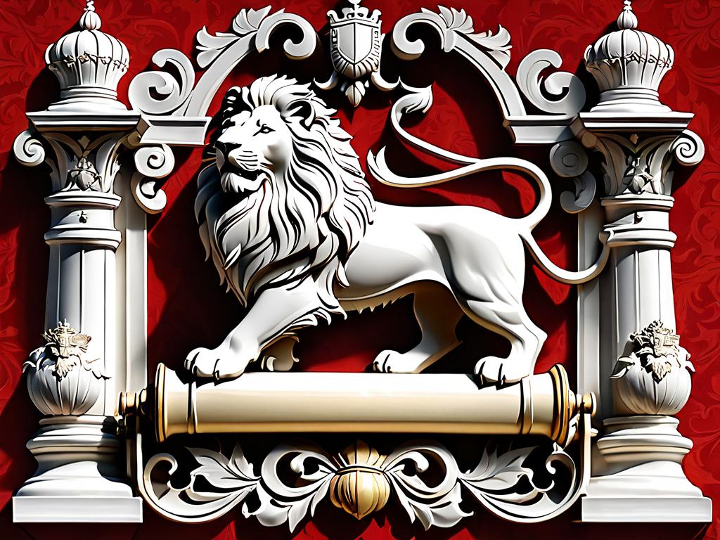 Британский имперский лев, держащий свиток, символизирующий колониальные правовые системы,