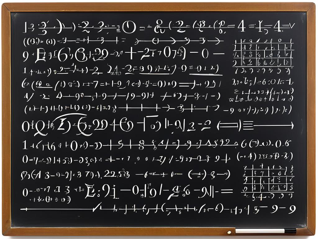 Фотография классной доски с математическими обозначениями и фигурами из теории чисел