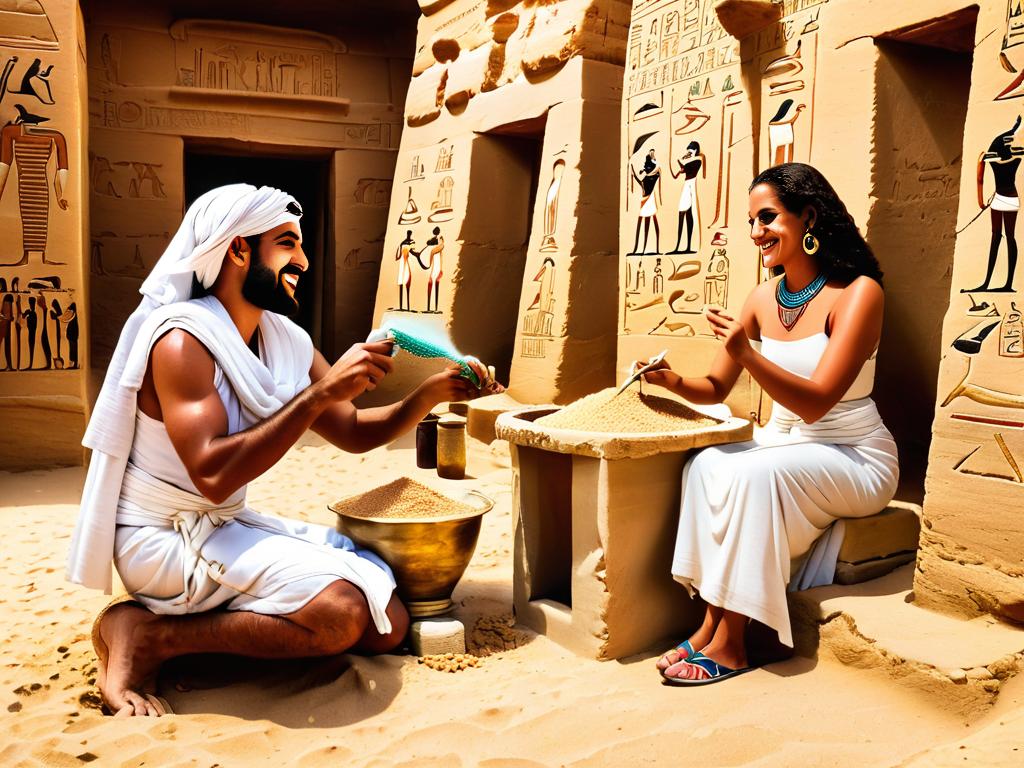 Древние египтяне изготавливают зубной порошок