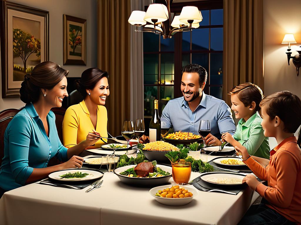 Семейный ужин дома