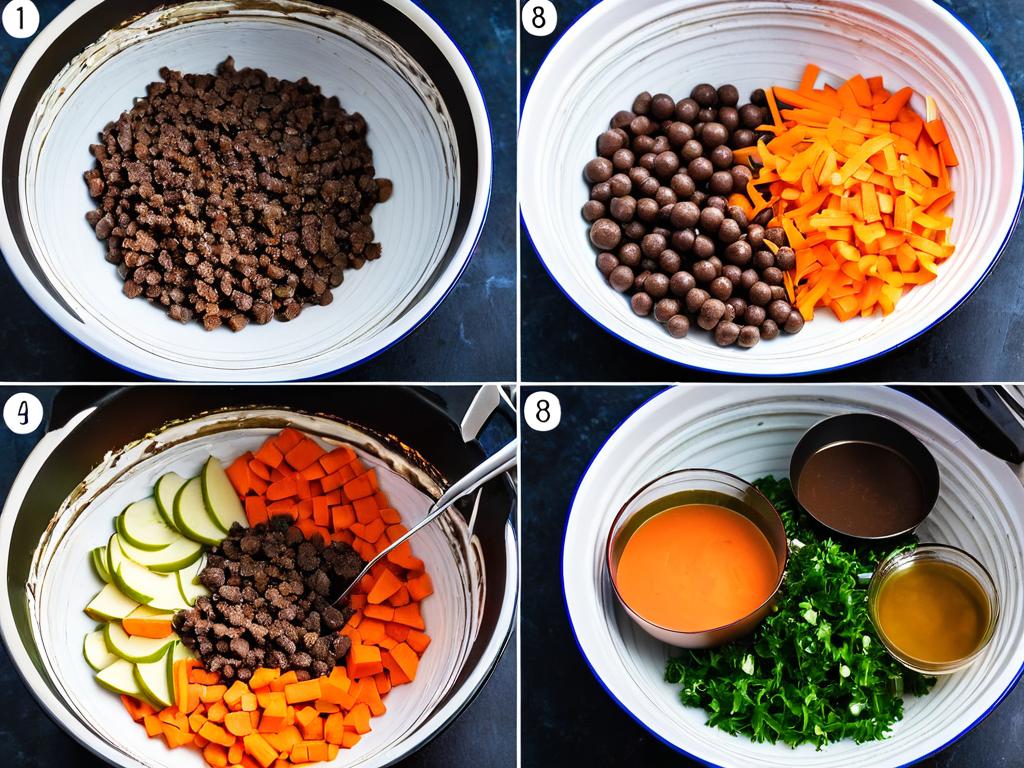Процесс приготовления салата из печени и моркови
