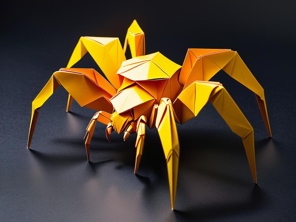 На фото представлена одна из сложных моделей оригами паука из статьи - Тарантул с объемным брюшком