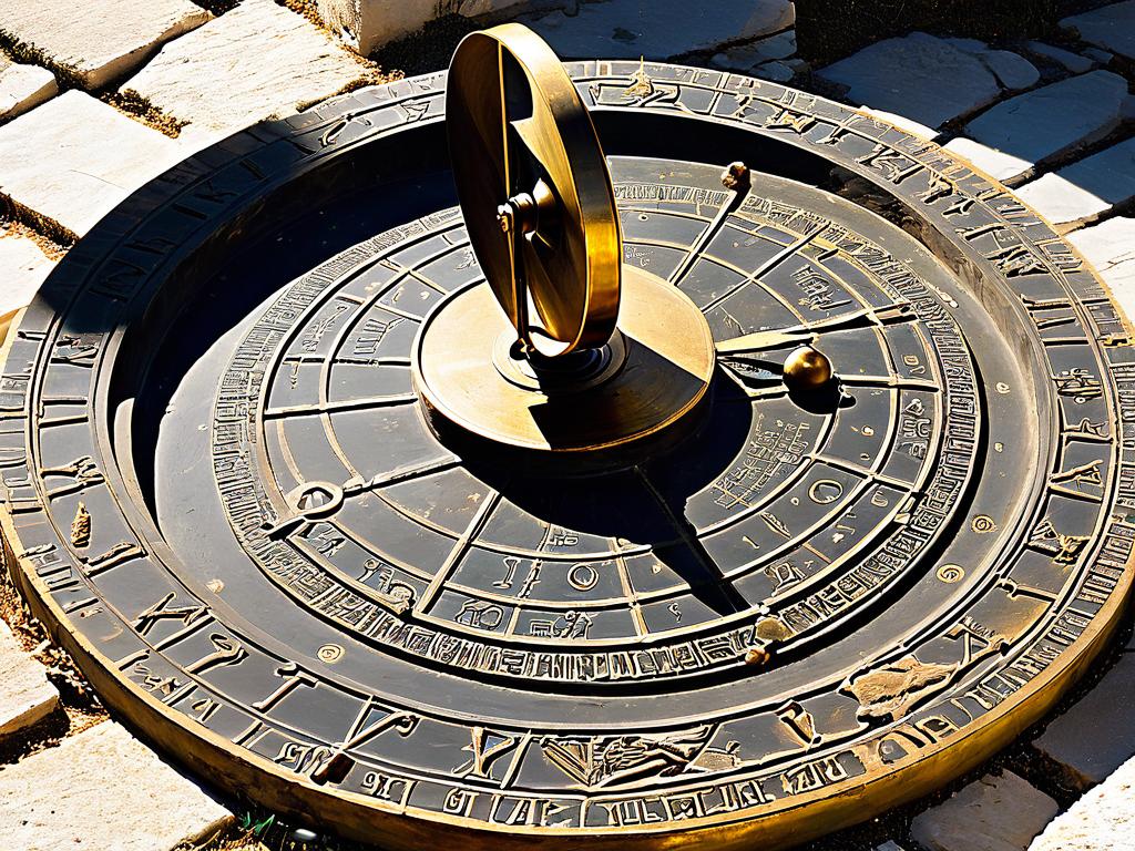 Античные солнечные часы и астролябия, символизирующие зарождение первых форм научного знания в