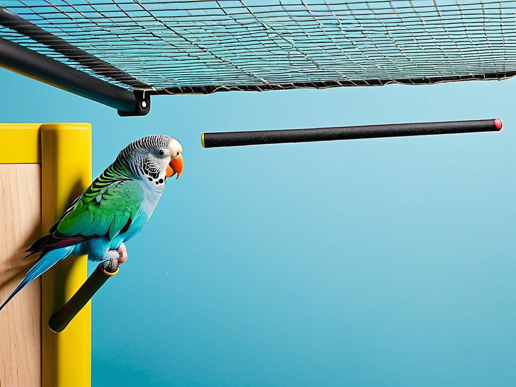 Приручение домашнего волнистого попугая с помощью палочки-мишени