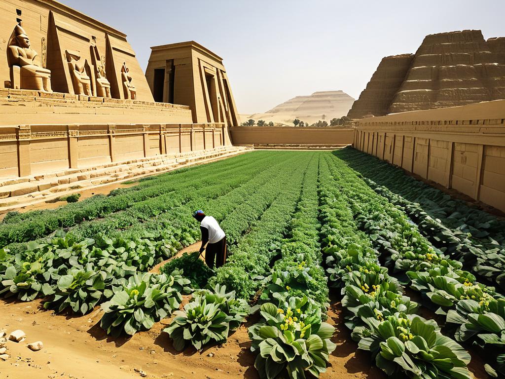 Египетские земледельцы работают на землях, принадлежащих храму, под присмотром стражников