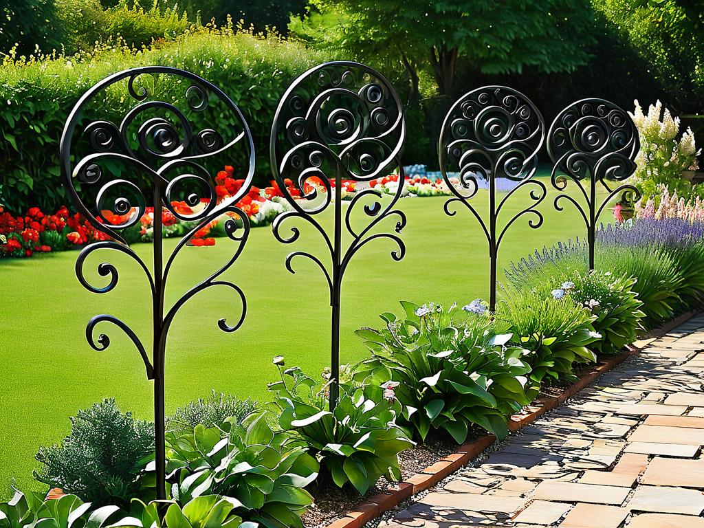 Кованые чугунные украшения для сада - ветряные спирали, бабочки, цветочные формы
