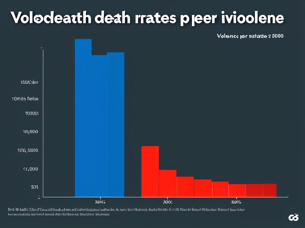 Столбчатая диаграмма, показывающая уровень смертности от насилия на 100 000 человек